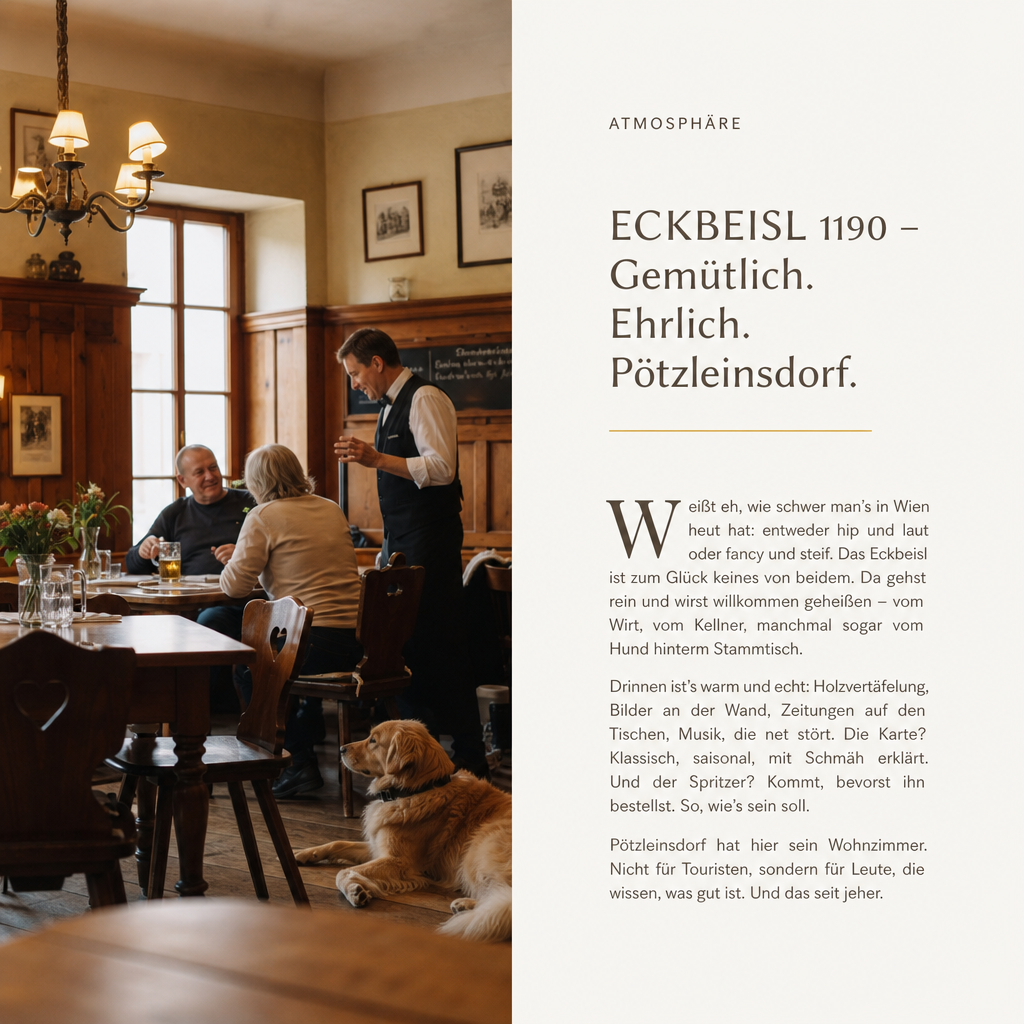 Gepflegtes Interieur des Eckbeisls in der Gatterburggasse, Döbling